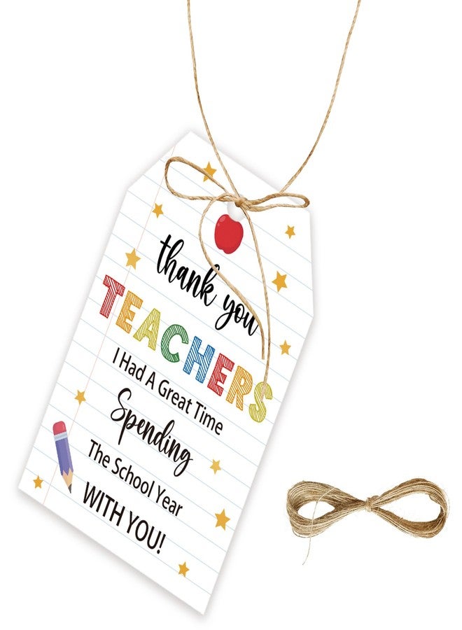 FORSHEEP 50pcs Teacher Thank You Tags, Teacher Appreciation Gift Tag with String for Party, Teacher Appreciation Week Favor Tags, Back to School Gifts for Teachers - Image 1